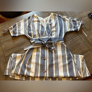 June and Hudson Blue and White Dress